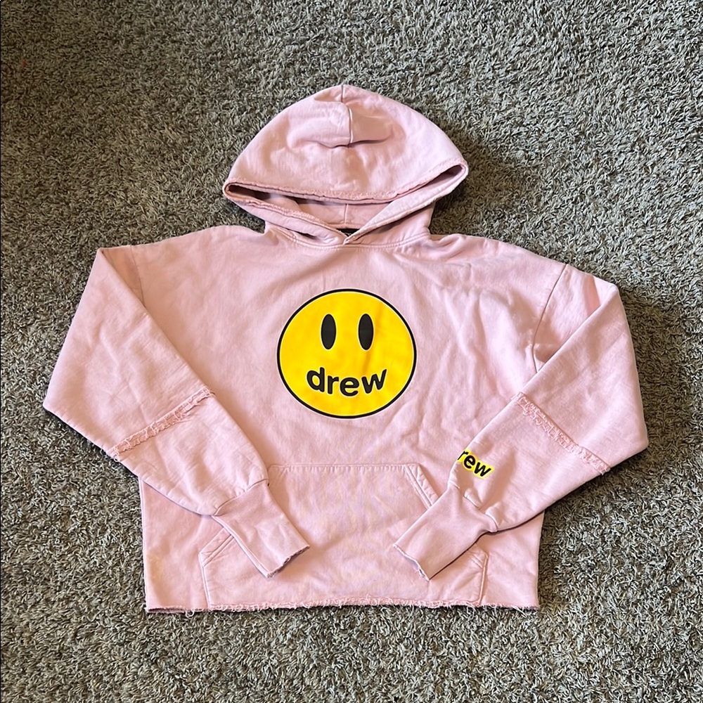 Drew House Deconstructed Mascot Happy Face Hoodie in Dusty Rose